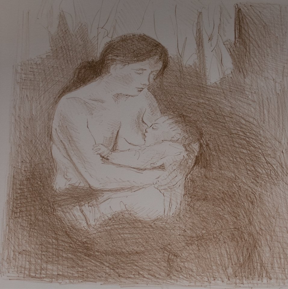 Raphael Soyer (American 1899 - 1987): Mother and Child, lithograph, 20 1/2 x 16 3/4 (sheet size), signed lower left and numbered lower right 110/300