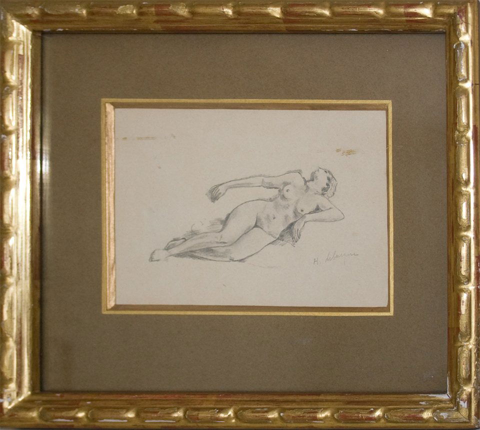 Henri Lebasque (French 1865 - 1937): Reclining Nude, pencil on paper, 4 3/4 x 6 3/4 (sight size), signed lower right