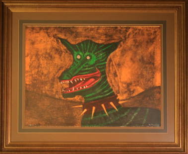 Rufino Tamayo (Mexican 1899-1991): "Perro", lithograph, 23 x 39 inches, signed lower right numbered lower left 34/100