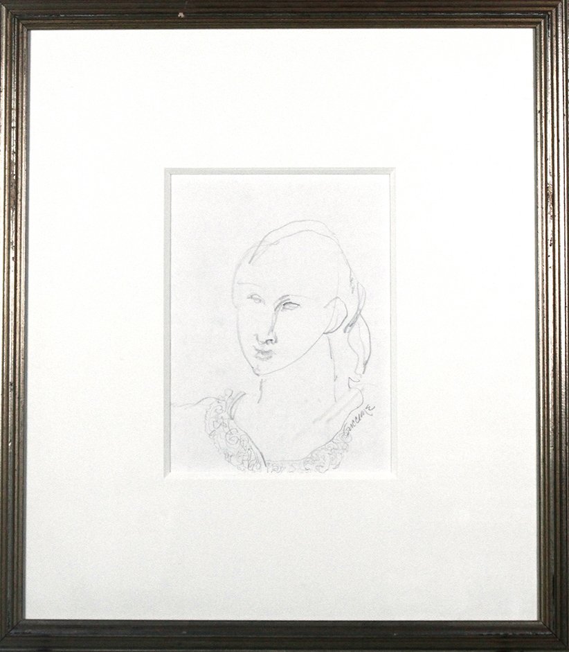 Bob Guccione (American 1930 - 2010): "Girl in Lace", Pencil on paper, 8 1/2 x 11 1/2 inches, Estate stamp on verso