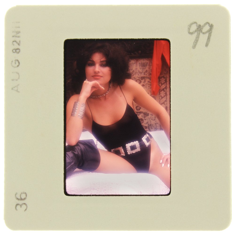 Ava Monet 1982 35mm By Bob Guccione: Original 35mm slide features Ava Monet, aka Anna Fraley, taken by Bob Guccione in 1982. Subject: Ava Monet's decora