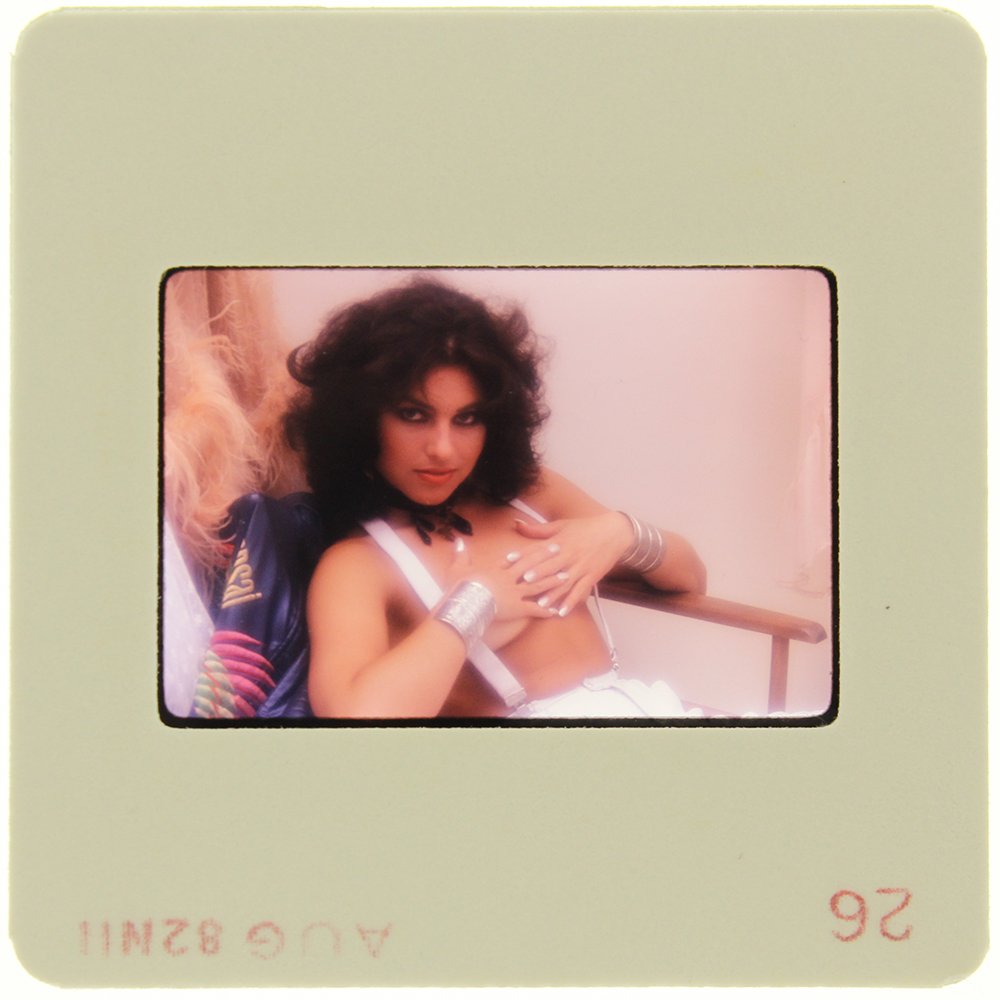 Ava Monet 1982 35mm By Bob Guccione: Original 35mm slide features Ava Monet, aka Anna Fraley, taken by Bob Guccione in 1982. Subject: Ava Monet's decora