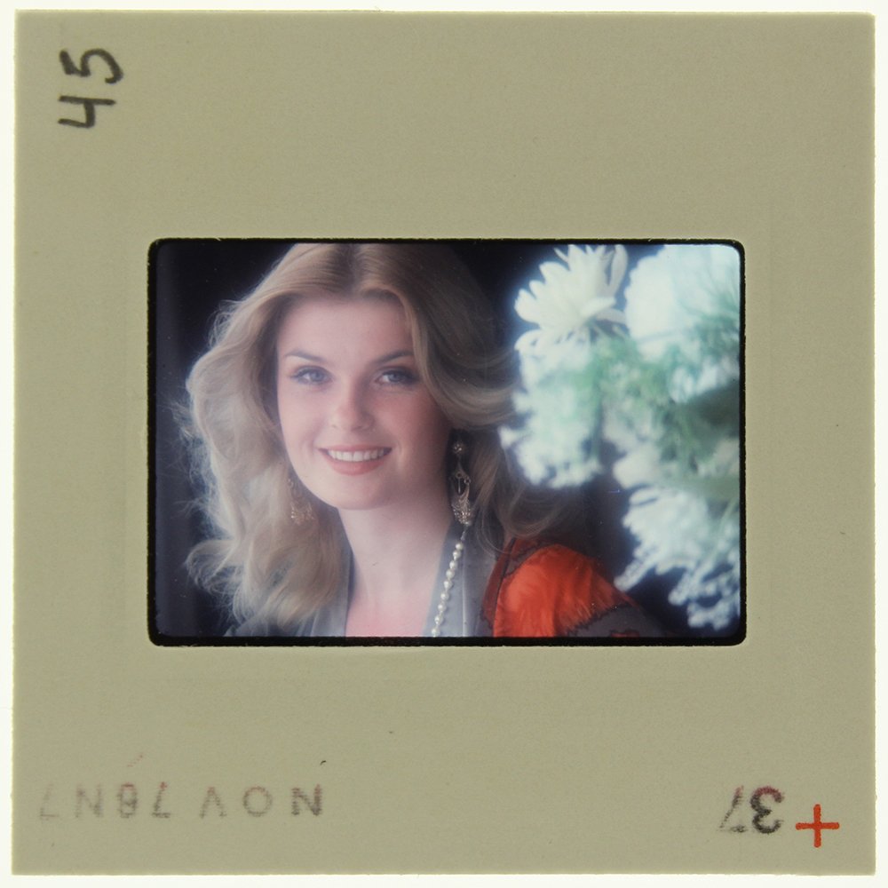 Jolanta Von Zmuda 1976 35mm By Guccione: Original 35mm slide features Jolanta Von Zmuda taken by Bob Guccion in 1976. Subject: At 22, Jolanta Von Zmuda