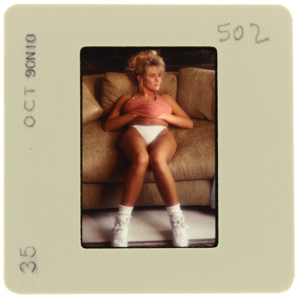 Simone Brigitte 1990 35mm By Bob Guccione: Original 35mm slide features Simone Brigitte taken by Bob Guccione in 1990.Subject: Simone Brigitte graced the page