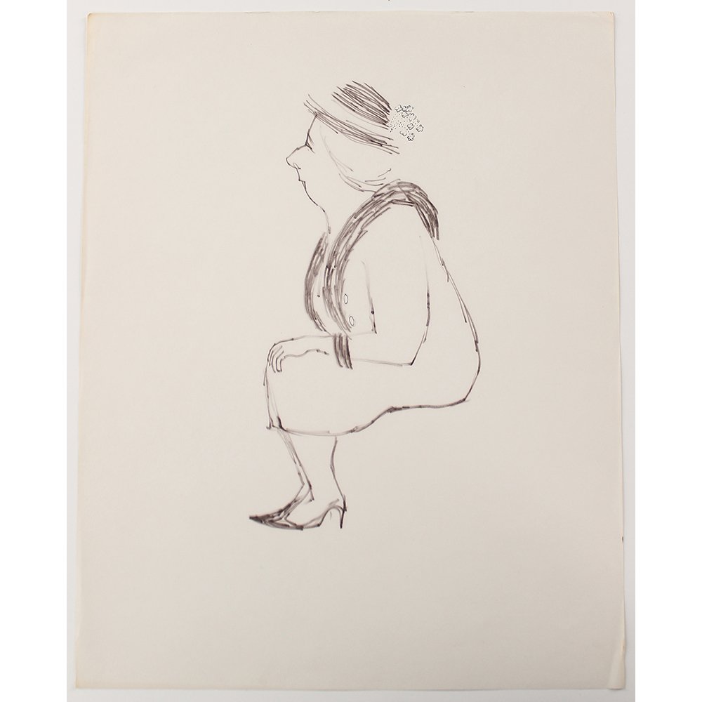 Bob Guccione (American 1930-2010): "Patiently Waiting" pencil on paper, 11 x 14 inches. Estate stamp verso Artist Biography: