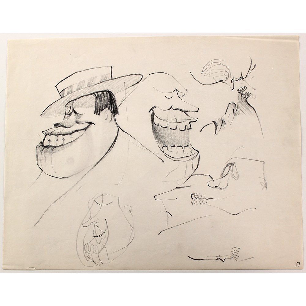 Bob Guccione (American 1930-2010): "Big Grin", pencil on paper, 14 x 11 inches. Estate stamp verso. Artist Biography: Bob G