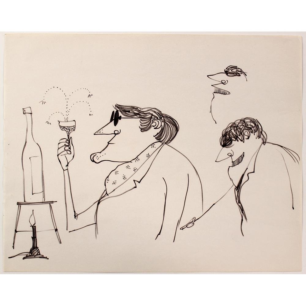 Bob Guccione (American 1930-2010): "Experimental Wine", marker on paper, 14 x 11 inches. Estate stamp verso. Artist Biography: