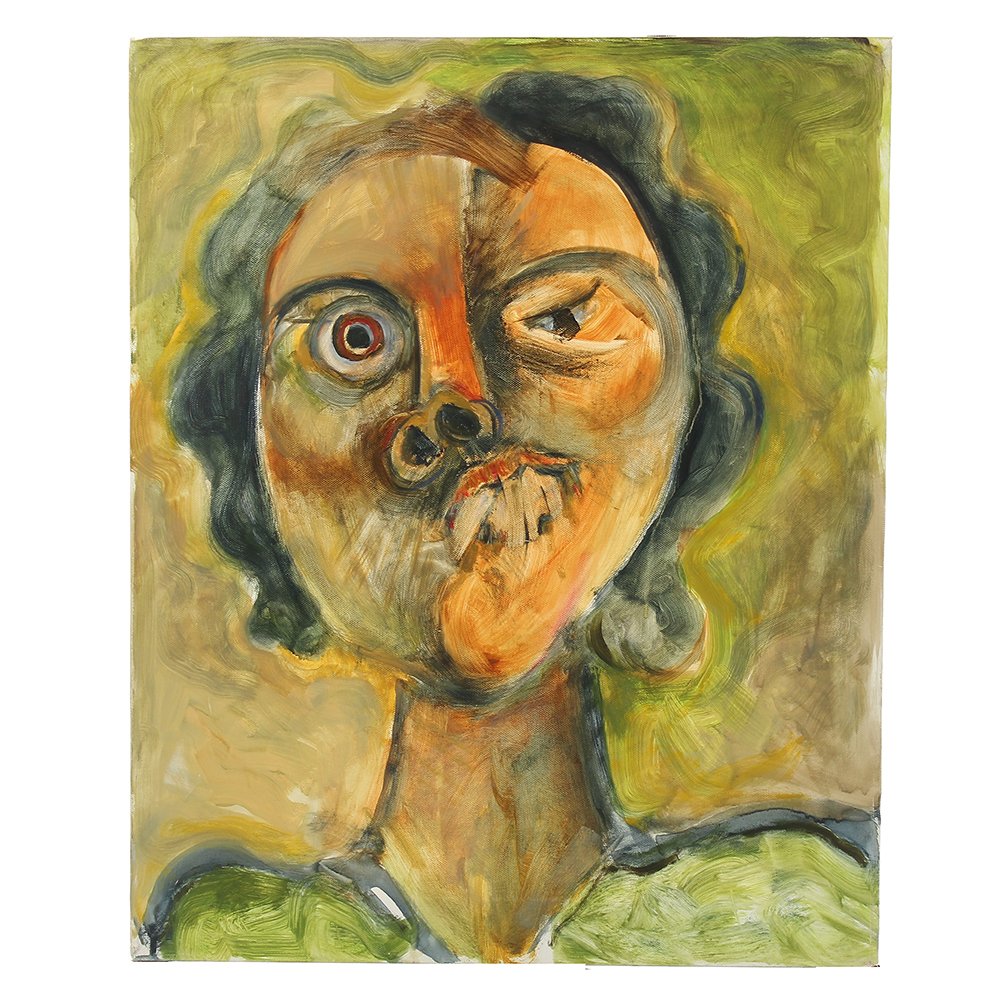 Bob Guccione (American 1930-2010): "A Moment of Insanity", oil on canvas, 18 x 22 inches, circa 1990's. Estate stamp verso. Artist Biogra