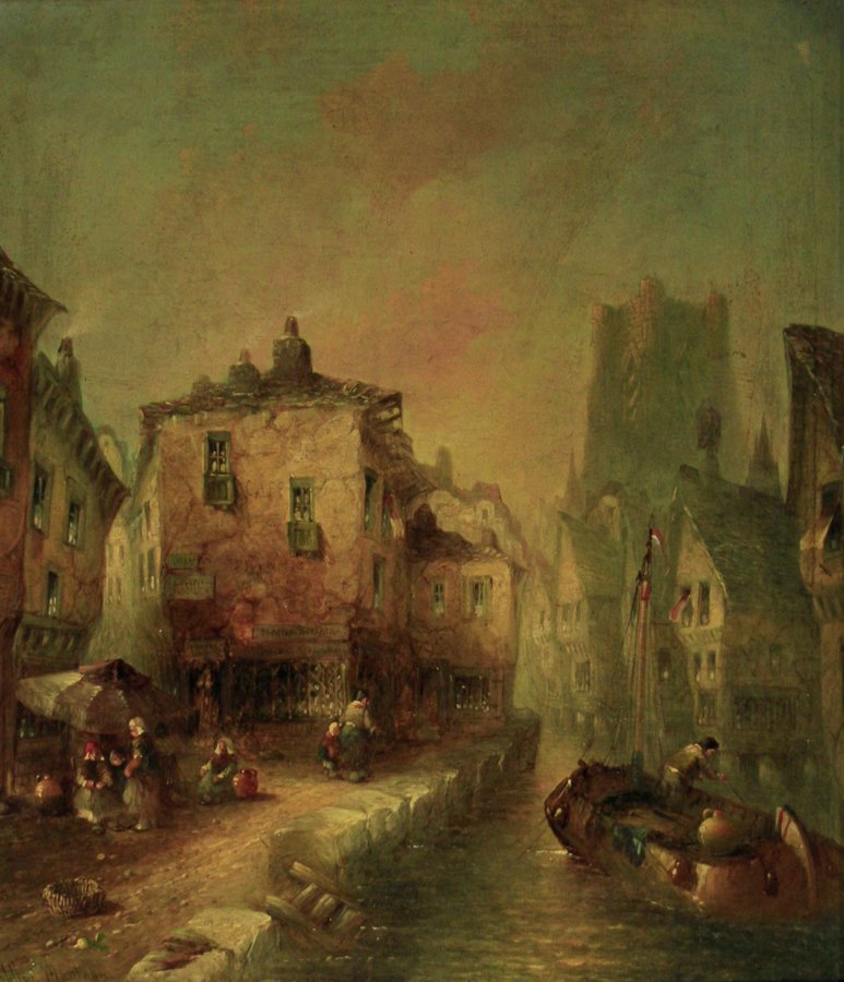 Clifford Montague (British 1845-1901): Rouen France, oil on canvas, 20 x 16 inches.