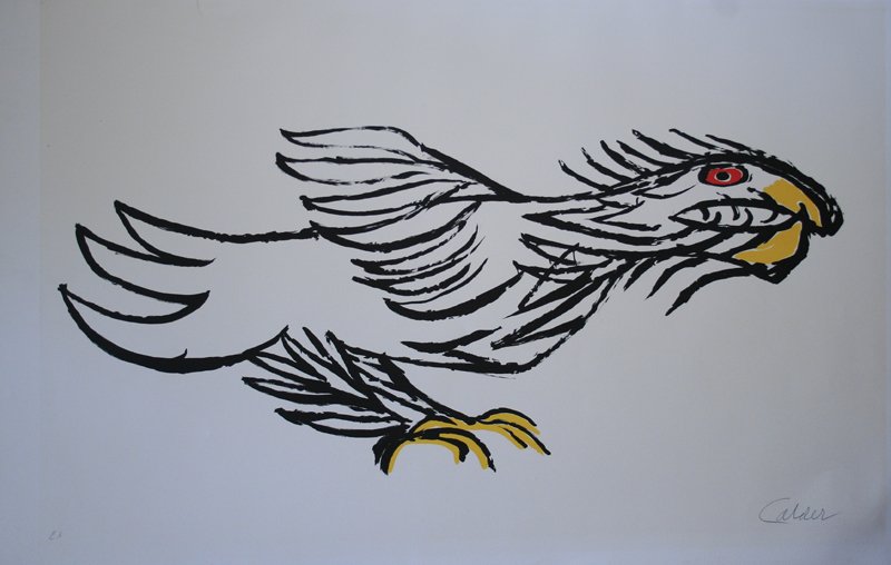 After Alexander Calder (American 1898-1976): "Sky Bird", Lithograph, 24 x 34 inches, Signed lower right, numbered lower left EA