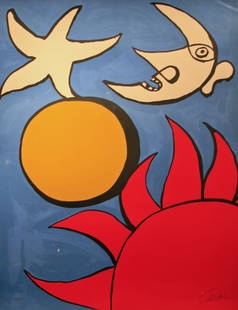 Alexander Calder (American 1898-1976): "Potpourri en Ciel, 1975", Lithograph, 29 1/4 x 22 inches, Signed lower right number lower left 46/90