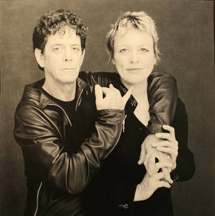 Timothy Greenfield Sanders (American b. 1952): "Lou Reed and Laurie Anderson", 2000, Gelatine silver print, sheet size 24 x 19 3/4, print size 18 x 17 3/4 inches, Signed lower right, titled lower left and number 19/40 on verso