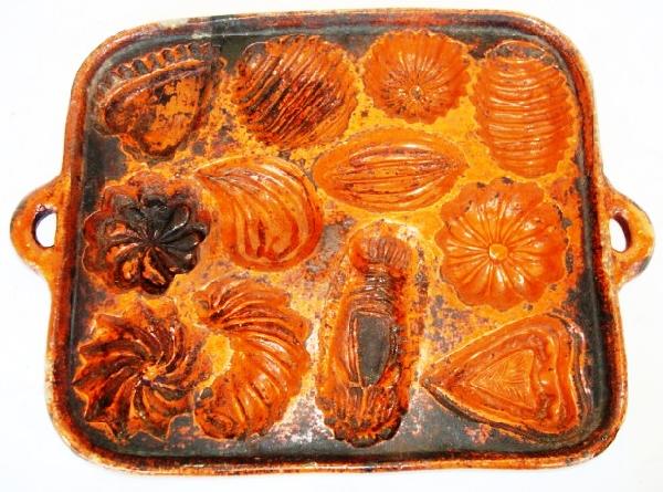REDWARE FOOD BOWL: PROBABLY PA. GERMAN REDWARE, OVEN WARE, EARLY 19TH C