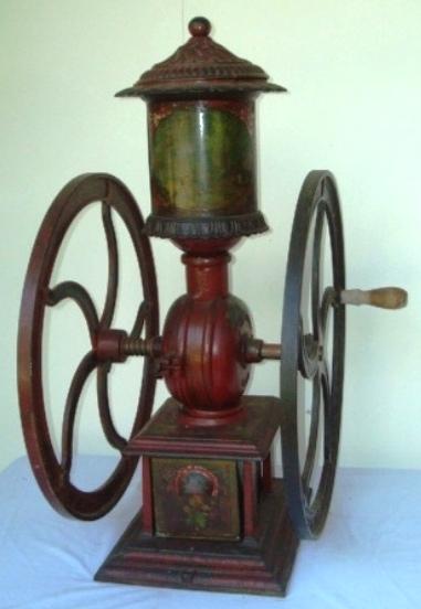 #15 COFFEE GRINDER: #15 MILL LANE BROS COFFEE GRINDER ORIGINAL PAINT, 30"H