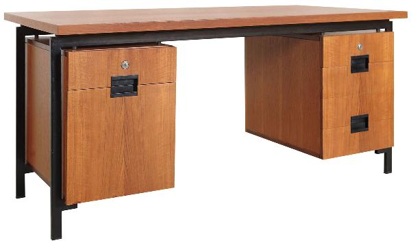 CEES BRAAKMAN (1917-1995): Writing desk, Japanese series. Wood, metal. Dimensions: 72 x 159 x 79