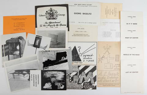 (invitations) A various set of invitation cards: L: (invitations) A various set of invitation cards: Lawrence Weiner (Konrad Fischer, 1970; 'Ten Work, Yvon Lambert, 1971); Daniel Buren (Yvon Lambert, 1979, on orange stock); A.R. Penck (Galerie MichaÃ�