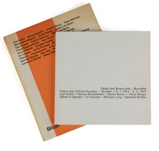 (Gevaert) Carl Andre, Marcel Broodthaers, Daniel B: (Gevaert) Carl Andre, Marcel Broodthaers, Daniel Buren, Victor Burgin, Gilbert & George, On Kawara, Richard Long, Gerhard Richter. Brussel, Paleis voor Schone Kunsten, 1974. Square in-8°. Orig. wra