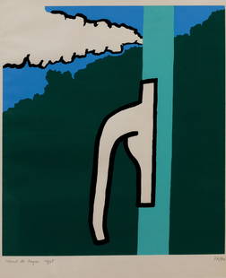 RAOUL DE KEYSER (1930-2012): 'Raamklink en wolk', 1968.Colour screenprint. Signed, dated and numbered in pencil 27/90.Framed.555 x 510 mm(810 x 610 mm)Jacobs & De Vleeschouwer nr. 3. Lit.: Jacobs & De Vleeschouwer nr. 3. Descr