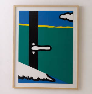 RAOUL DE KEYSER (1930-2012): 'Doos, raamklink, veld, wolk', 1968.Colour screenprint. Signed and dated in pencil 74/75. Published by Galerie Drieghe (Wetteren). Framed.730 x 550 mm(840 x 660 mm)Jacobs & De Vleeschouwer nr. 2. Lit.