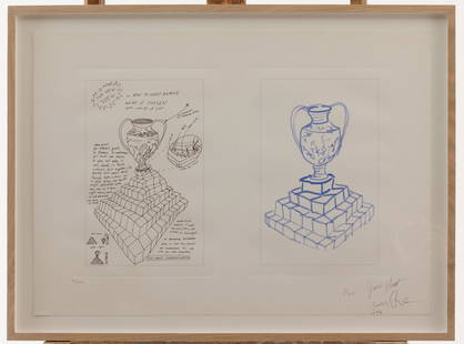 JASON RHOADES (1965-2006): Untitled, 1994. Colour screenprint. Signed, dated and numbered in pencil 98/150.With handwritten dedication 'For Jan Hoet'. Framed.365 x 555 mm(590 x 790 mm)Description FRSans titre, 1994.