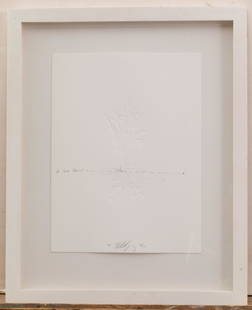 MATTHEW BARNEY (Â°1967): 'de lama lÃ¢mina', 2004.Embossed print and grey pencil. Dated, signed and numbered 18/100 in pencil. Framed.250 x 190 mm(380 x 310 mm)50 jaar Vrienden v/h S.M.A.K., p. 190. Lit.: 50 jaar Vrienden v/