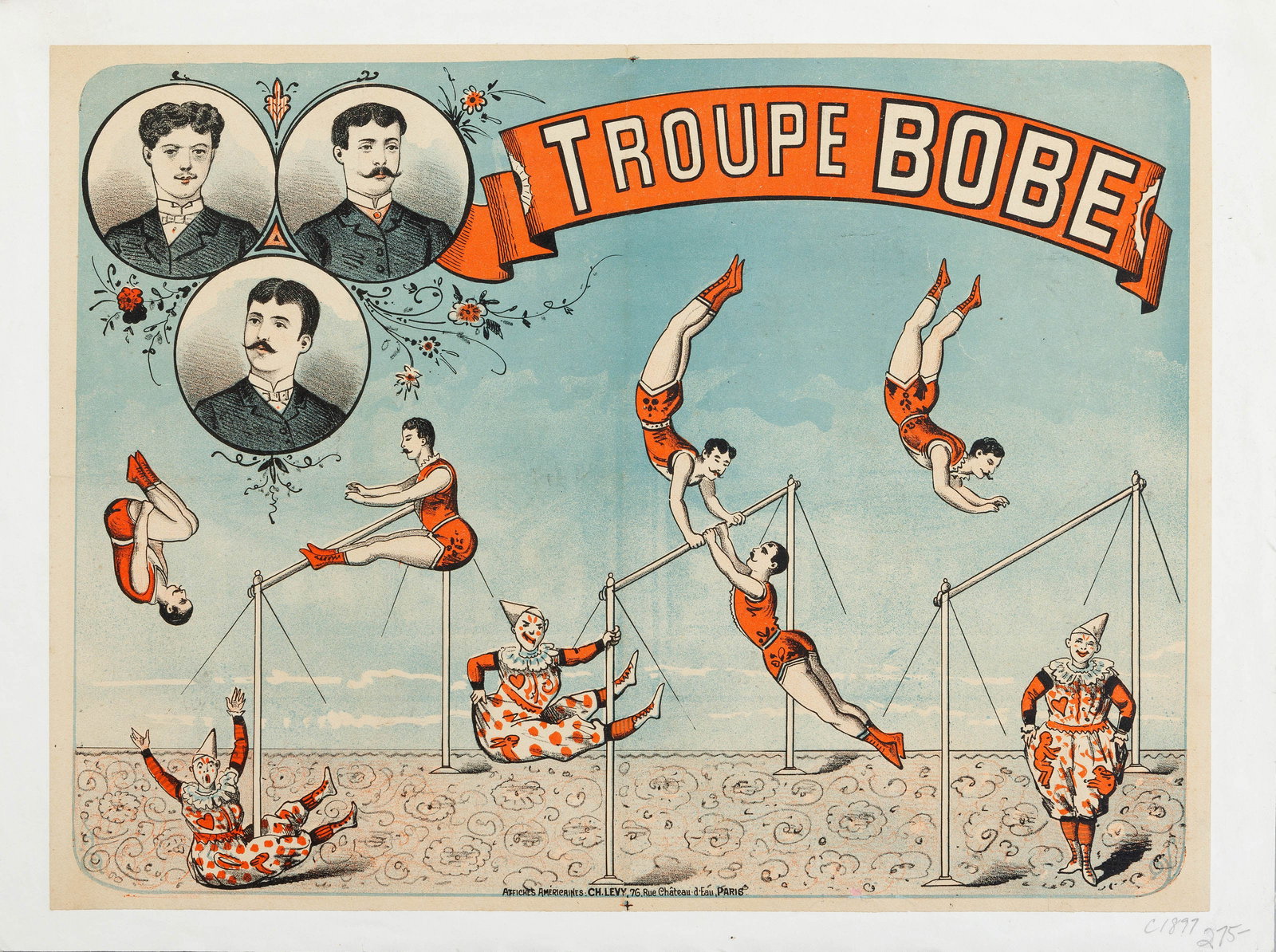 'Troupe Bobe'.	
Poster. Colour lithograph.
Edition CH. Levy, Paris.
Mounted on support. (1 of 3)