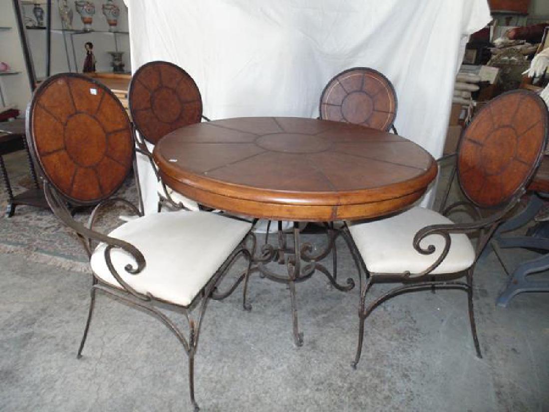 Contemporary Round Table & 4 Wrought Iron Chairs (1 of 4)