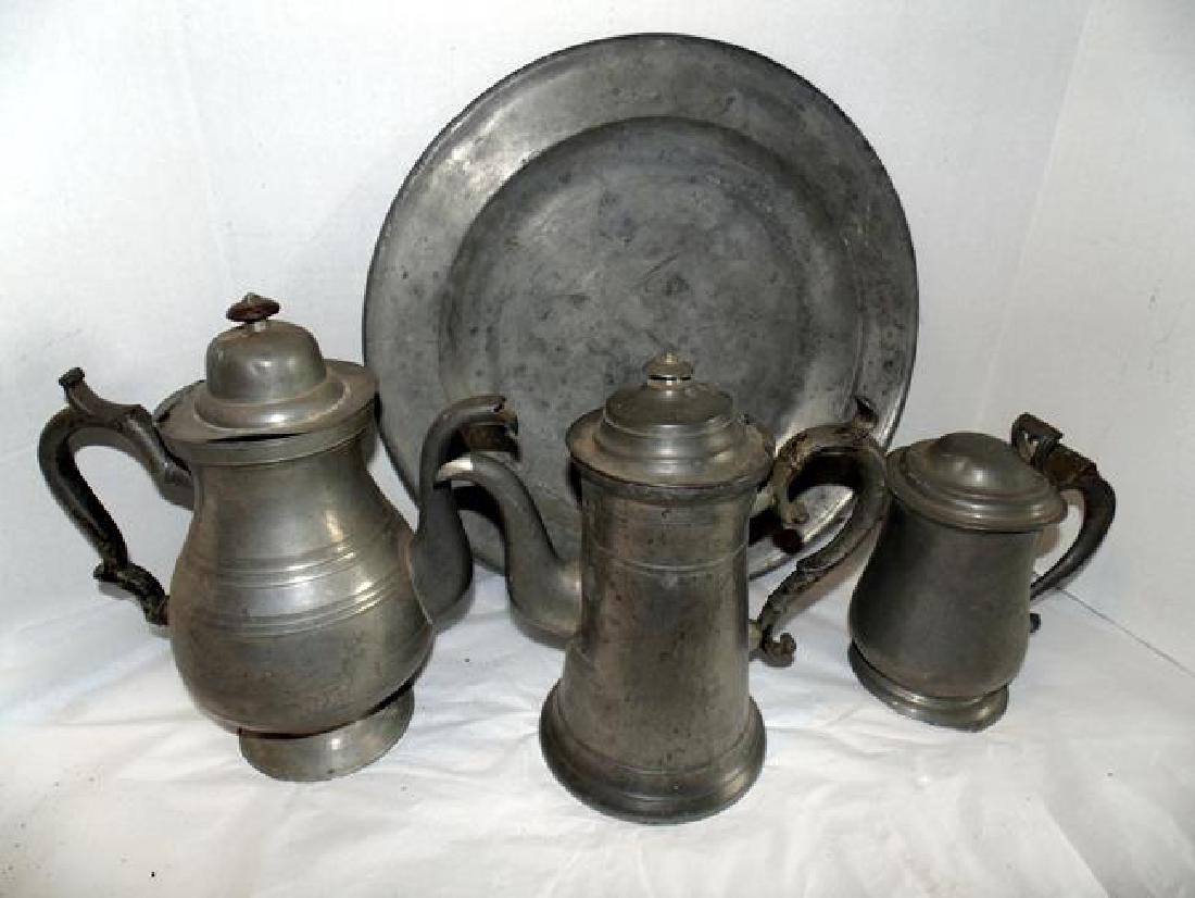 Pewter Tray & Coffee Pots (1 of 2)