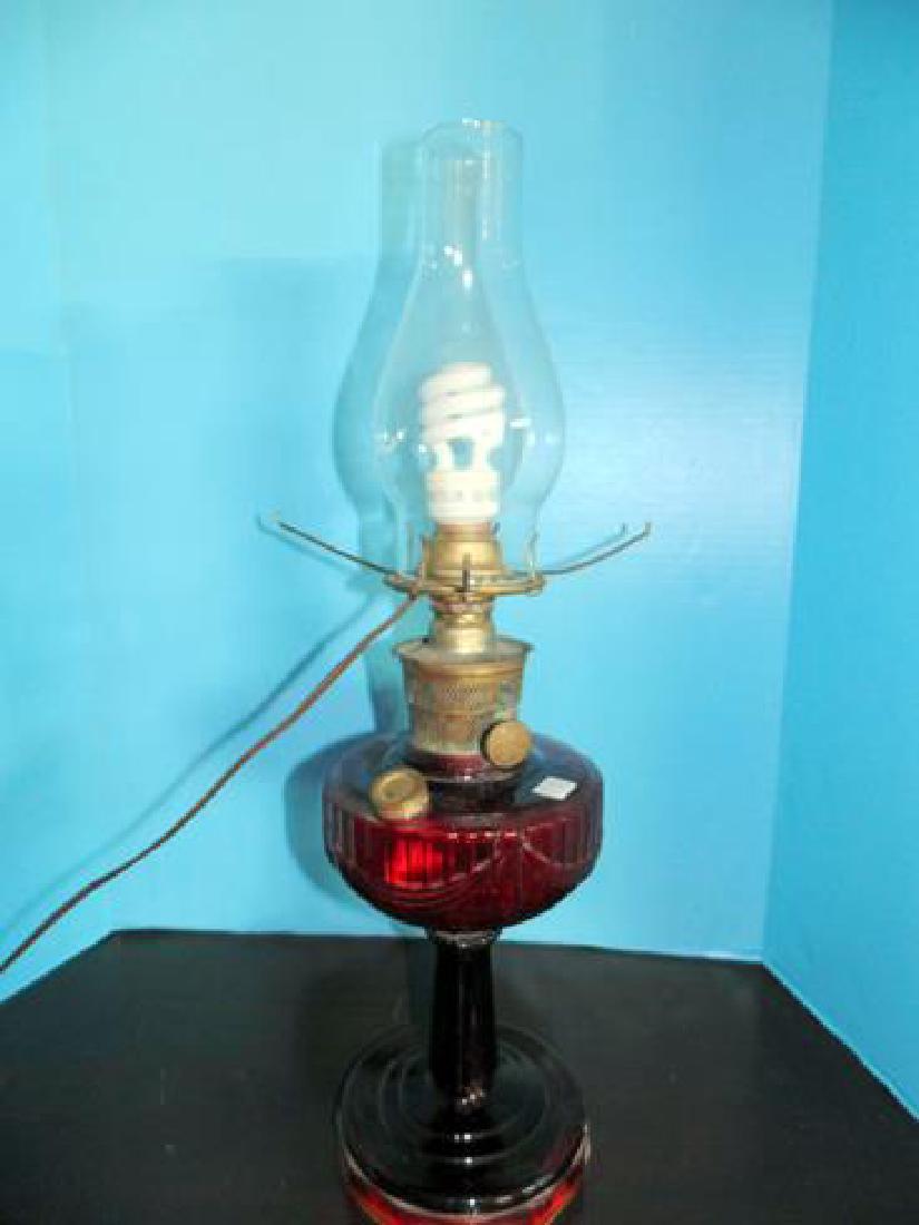 Aladdin Red Glass Oil Lamp (1 of 2)