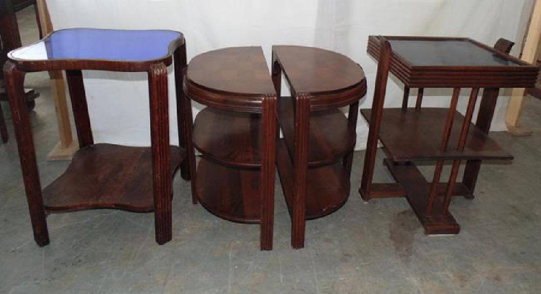 Art Deco Blue Glass Top End Tables (1 of 2)