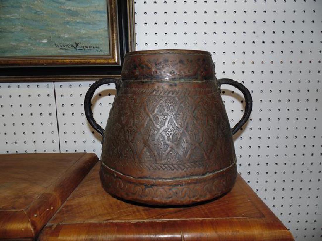 Ornate 2 Handle Copper Pot (1 of 1)