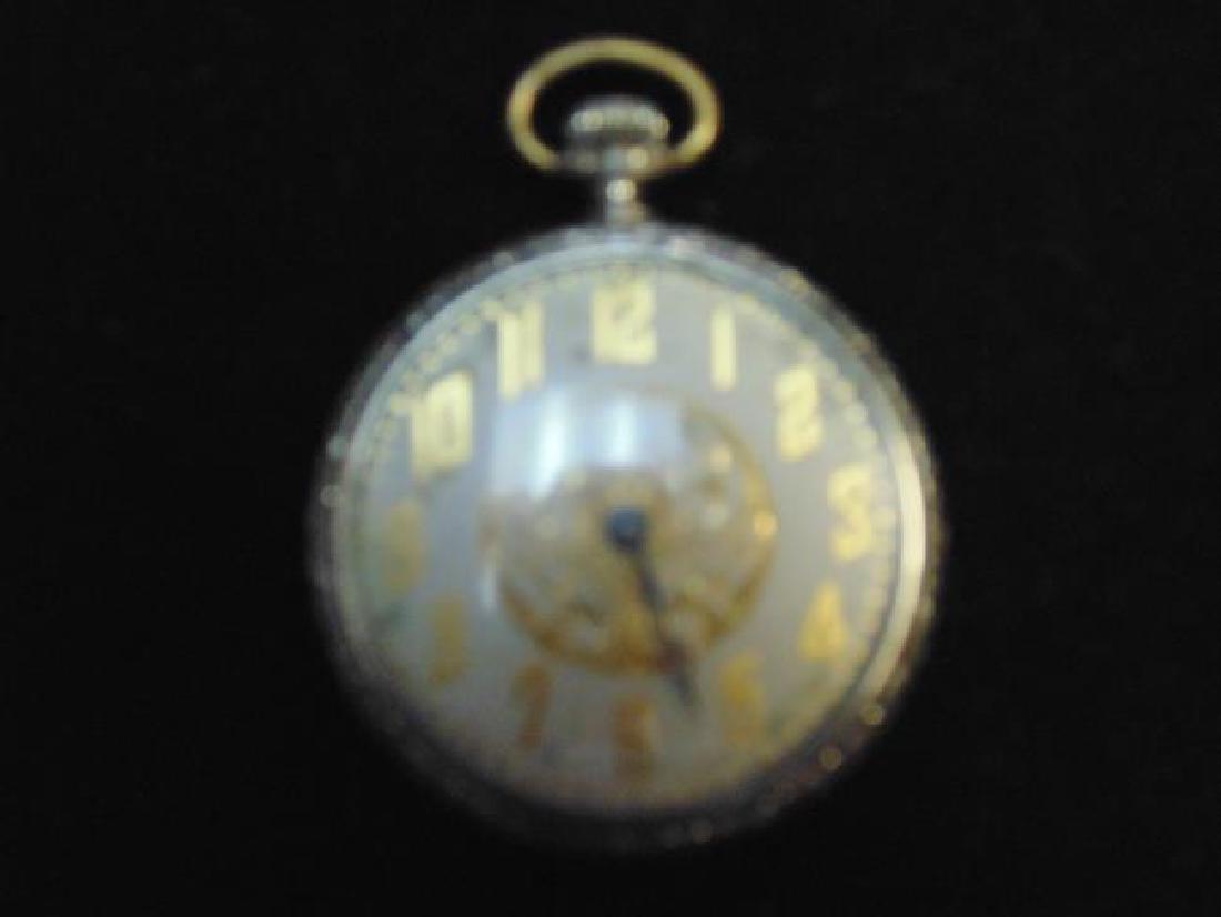 Waltham Pocket Watch with Ornate Face: Waltham silver pocket watch with gold numerals. Size 16, 15 jewel, 1901 Safety Pinion. Working. The mechanical condition of clocks and watches is not guaranteed, nor is the disclosure of any replaced 