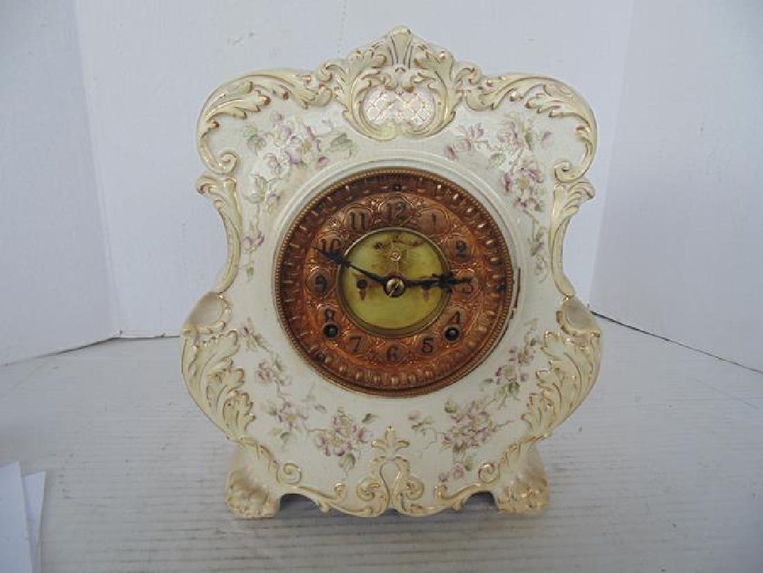 Ansonia White Porcelain Mantle Clock (1 of 4)