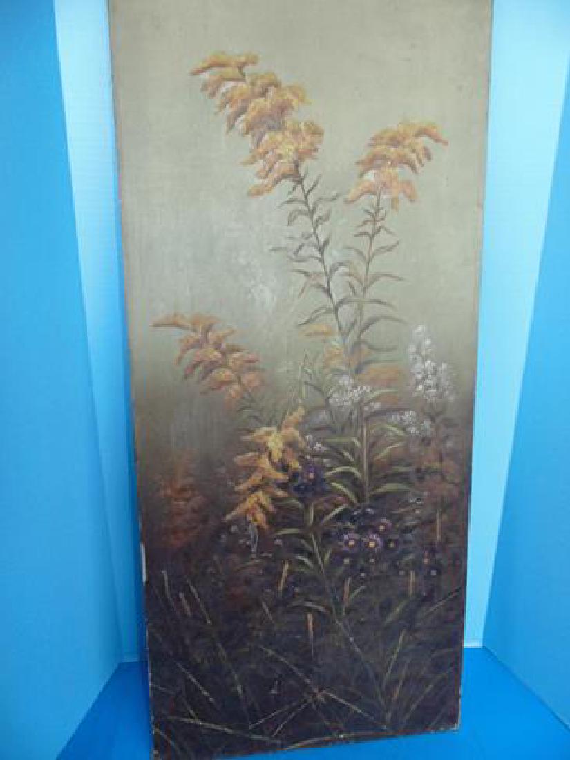 Oil On Canvas Painting of Wildflowers: Oil on canvas painting of wildflowers 36" tall x 13' wide.