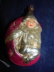 Clown on the Moon Glass Christmas Ornament : 3 3/4" pink moon with clown.