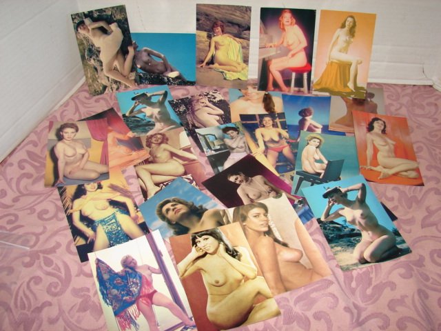 Group of 1950's Nude Post Cards: Assortment of 25 Glossy Nudie post cards from the 1950's by Classic Pin-ups. Very good unused condition.