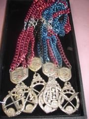 Group of 6 Odd Fellows Necklaces with Medallions: 6 chain necklace medallions for Odd Fellows. Very good conditon.