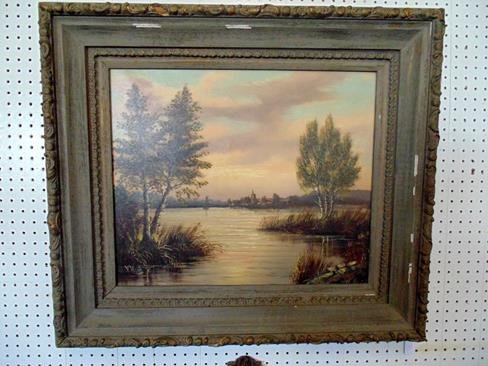 Oil on Canvas V. Hoer: Signed oil on canvas by V. Hoer measuring 33x29". Very good condition.