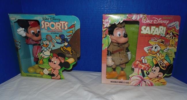 2 Mickey Mouse Characters: Minnie Sports Character and Mickey Safari Character. Both in Original boxes. Very good condition.