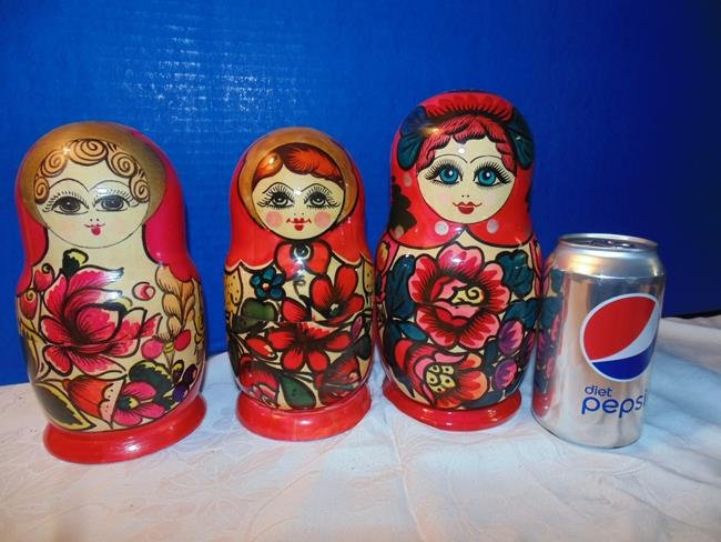 3 Sets of Russian Nesting Dolls: 3 Sets of Russian Wood nesting dolls.