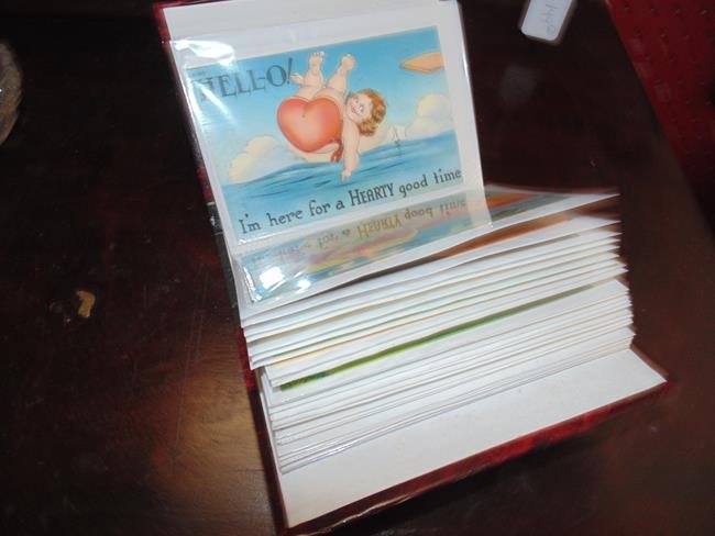 Post Card Album: 91 cartoon postcards in album