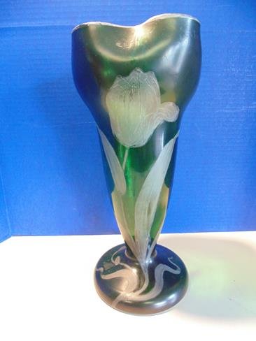 Art Glass Vase Silver Overlay Hand Blown (1 of 4)