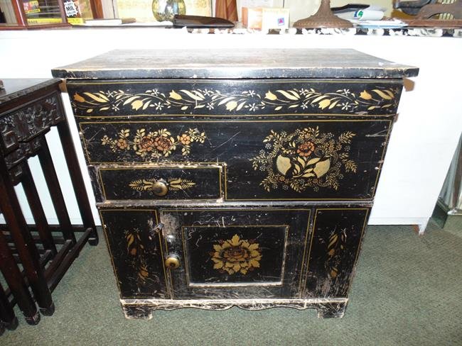 Stencil Decorated Pine Commode (1 of 1)