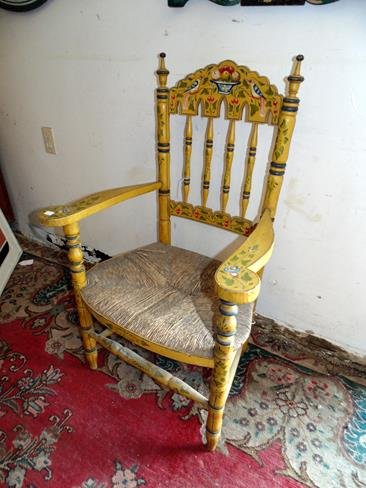 Paint Decorated Rush Seat Chair (1 of 1)