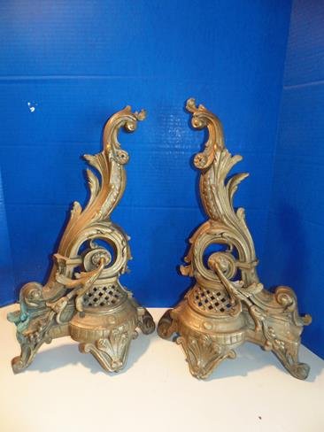 French Andirons: Pair of 19th c French andirons.