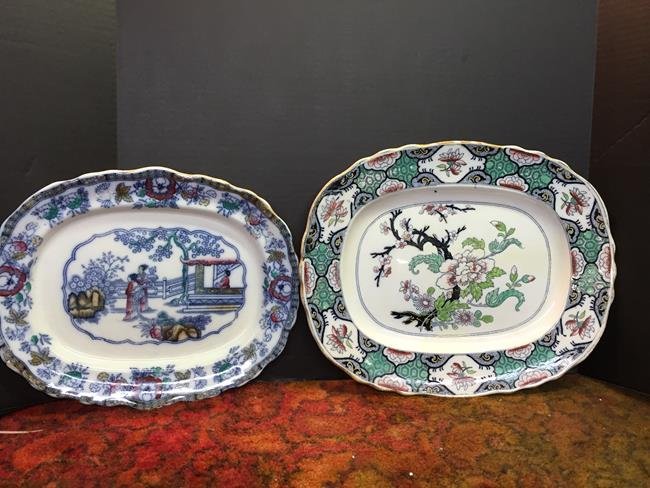 Ironstone Platters: Chinese Chine and Hindostan platters. Good condition.