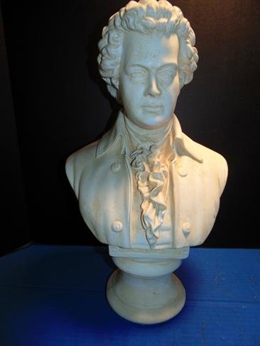 Mozart Bust: 17" tall plaster bust of Mozart.