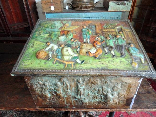 Brass Paint Decorated Coal Hod (1 of 2)