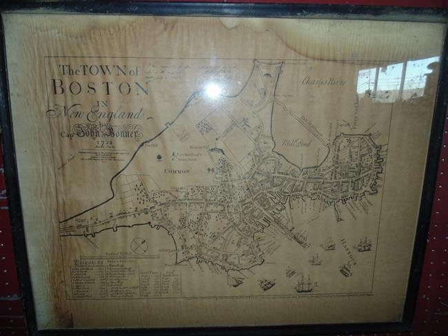 1835 Map of Boston Town from 1722 Map (1 of 3)