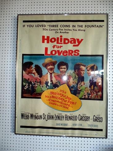 "Holiday For Lovers " Movie Poster: Original movie postet "Holiday for Lovers" starring Clifton Webb, Jane Wyman and Jill St. John, 28"x37" Dated 1959.